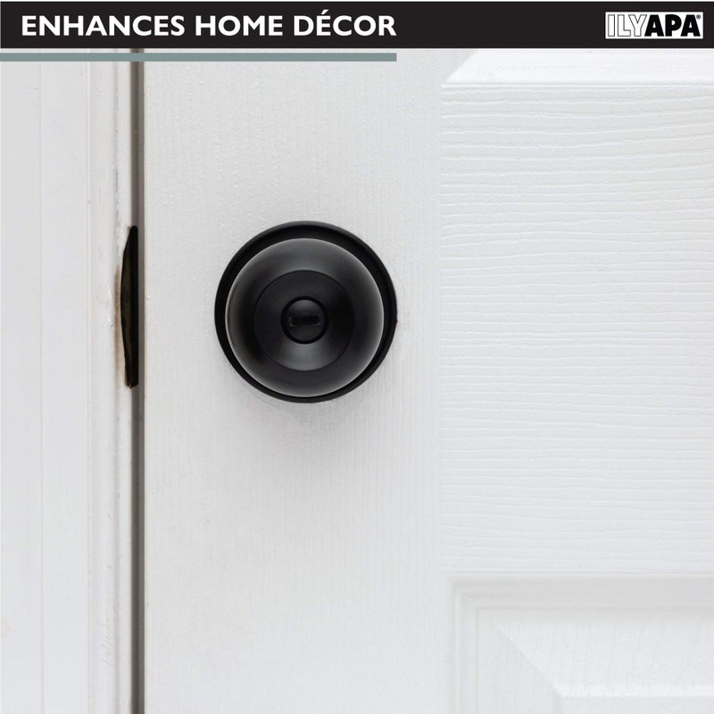 Ilyapa Privacy Black Interior Locking Door Knobs for Interior Doors- Ball Style Matte Black Door Knobs with Lock, Interior Keyless Privacy- Keyless Locking Knob - Image 4